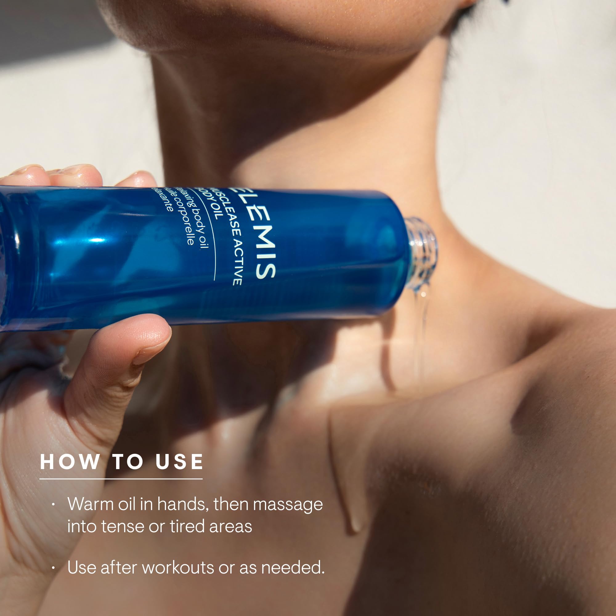 ELEMIS Musclease massage application demonstrates easy post-exercise routine.