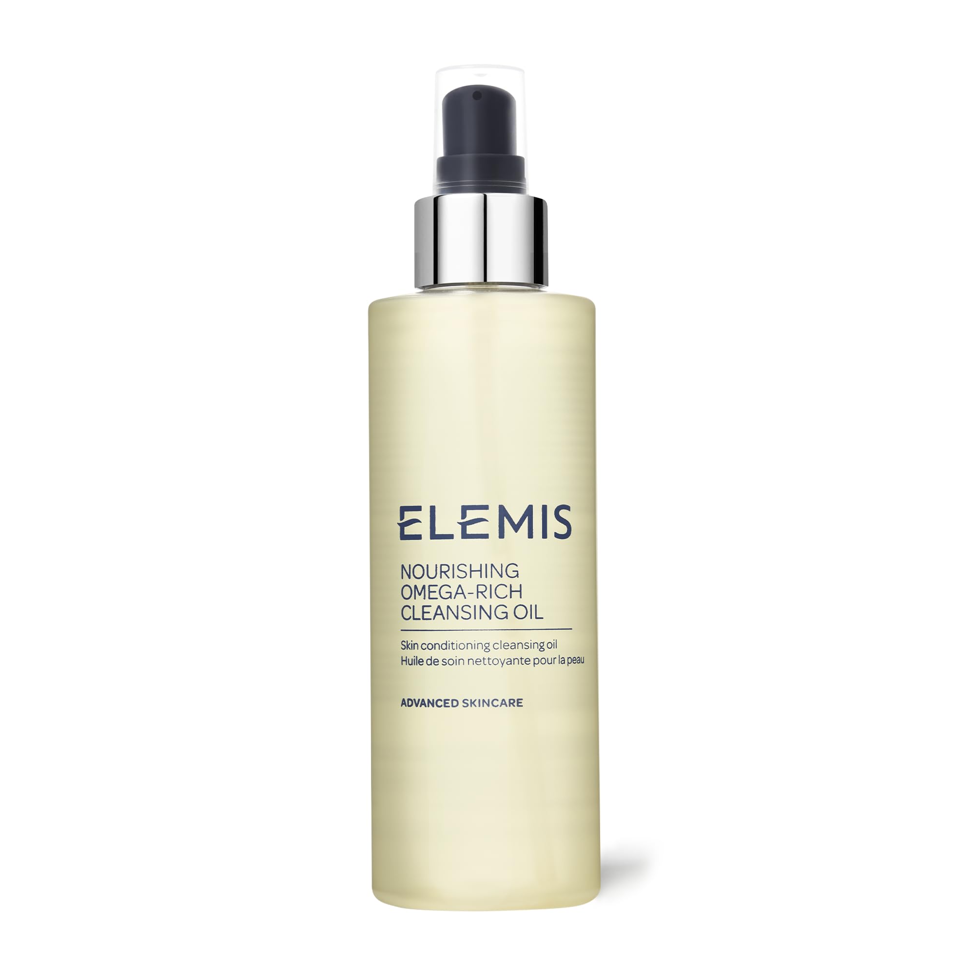 ELEMIS Nourishing Omega-Rich Cleansing Oil bottle highlights a nourishing formula for radiant skin.
