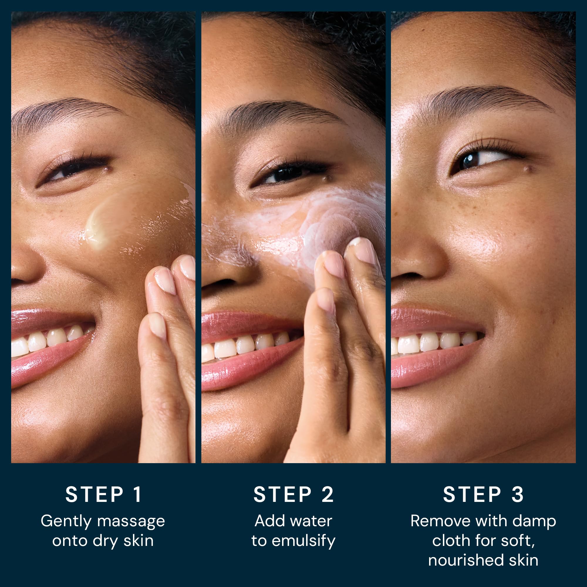 ELEMIS Pro-Collagen balm being massaged into skin for calming cleansing.