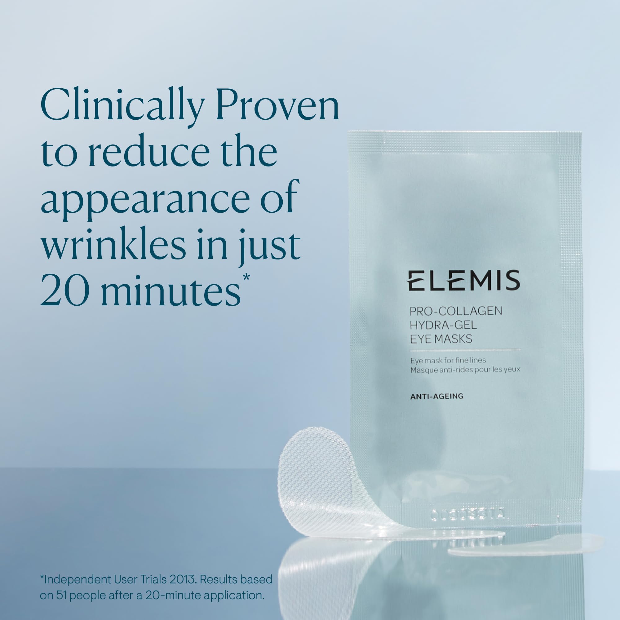 ELEMIS Pro Collagen Eye Mask application step-two demonstrates comfortable wear.