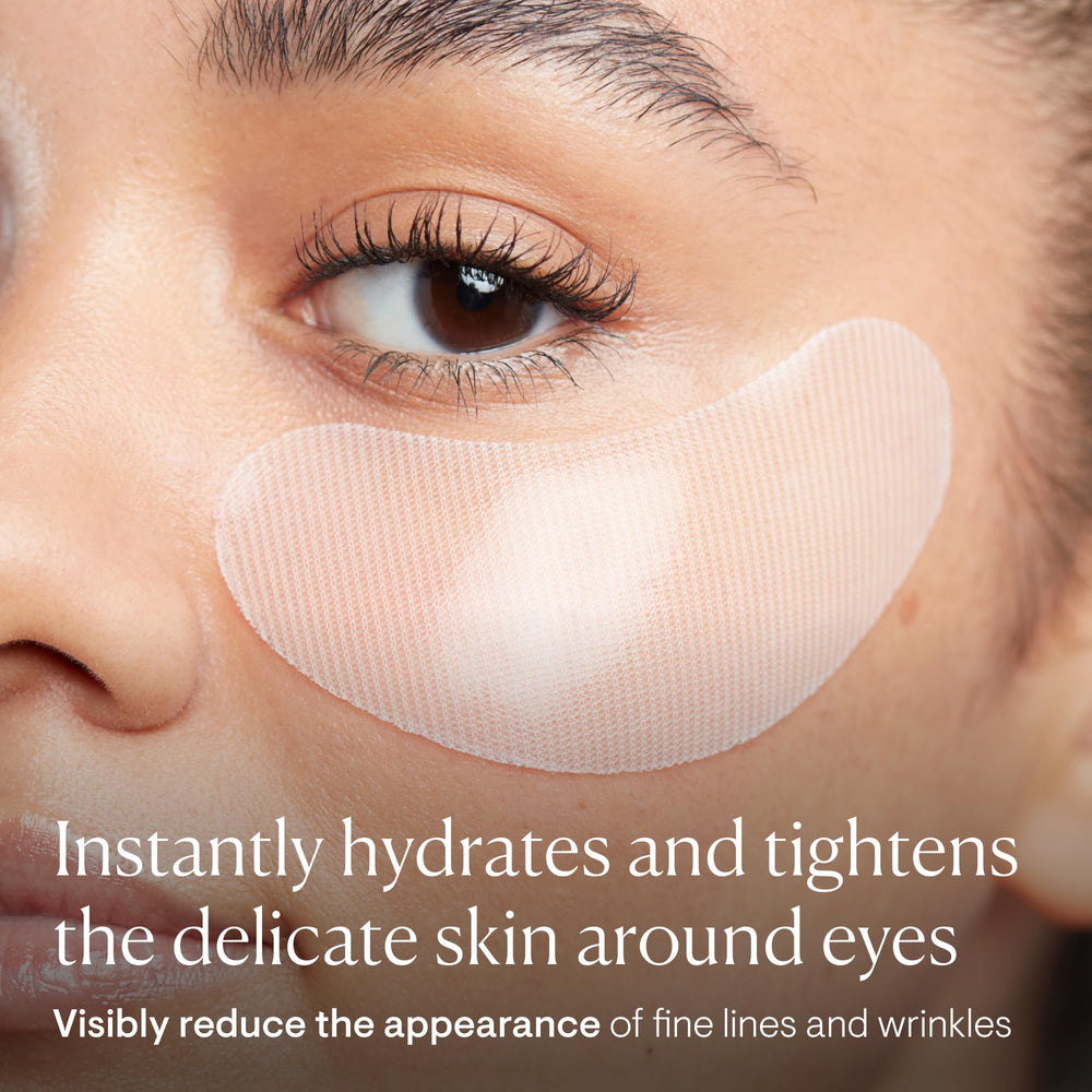 Close-up of ELEMIS Pro Collagen Eye Mask texture highlighting hydration.