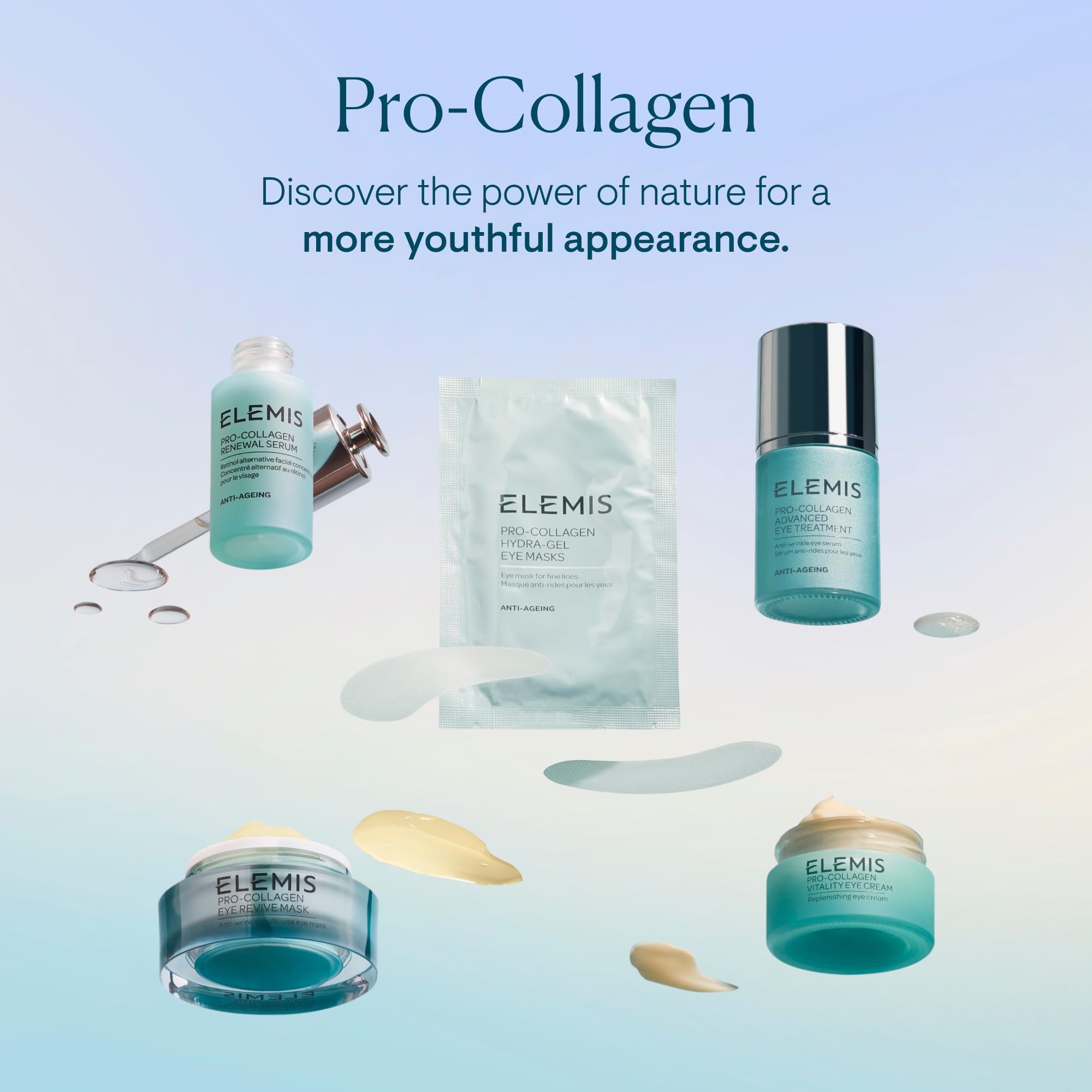 Ingredient note shows Patina Panzica in ELEMIS Pro Collagen Eye Mask.