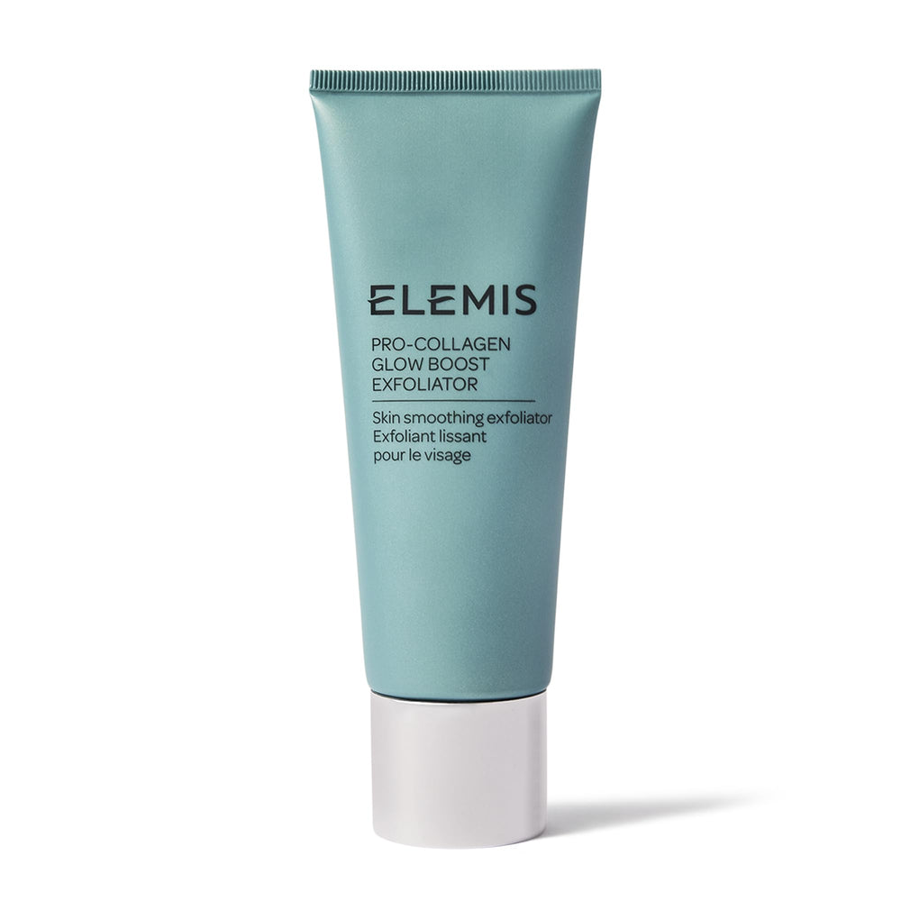ELEMIS Pro-Collagen Glow Boost Exfoliator bottle for radiant, hydrated skin after use