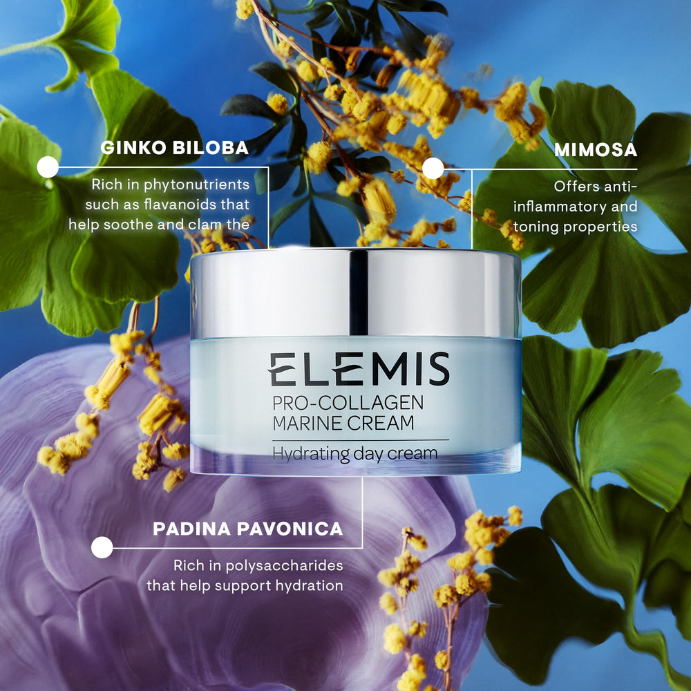 ELEMIS Pro-Collagen Marine Cream packaging conveying premium anti-aging skincare