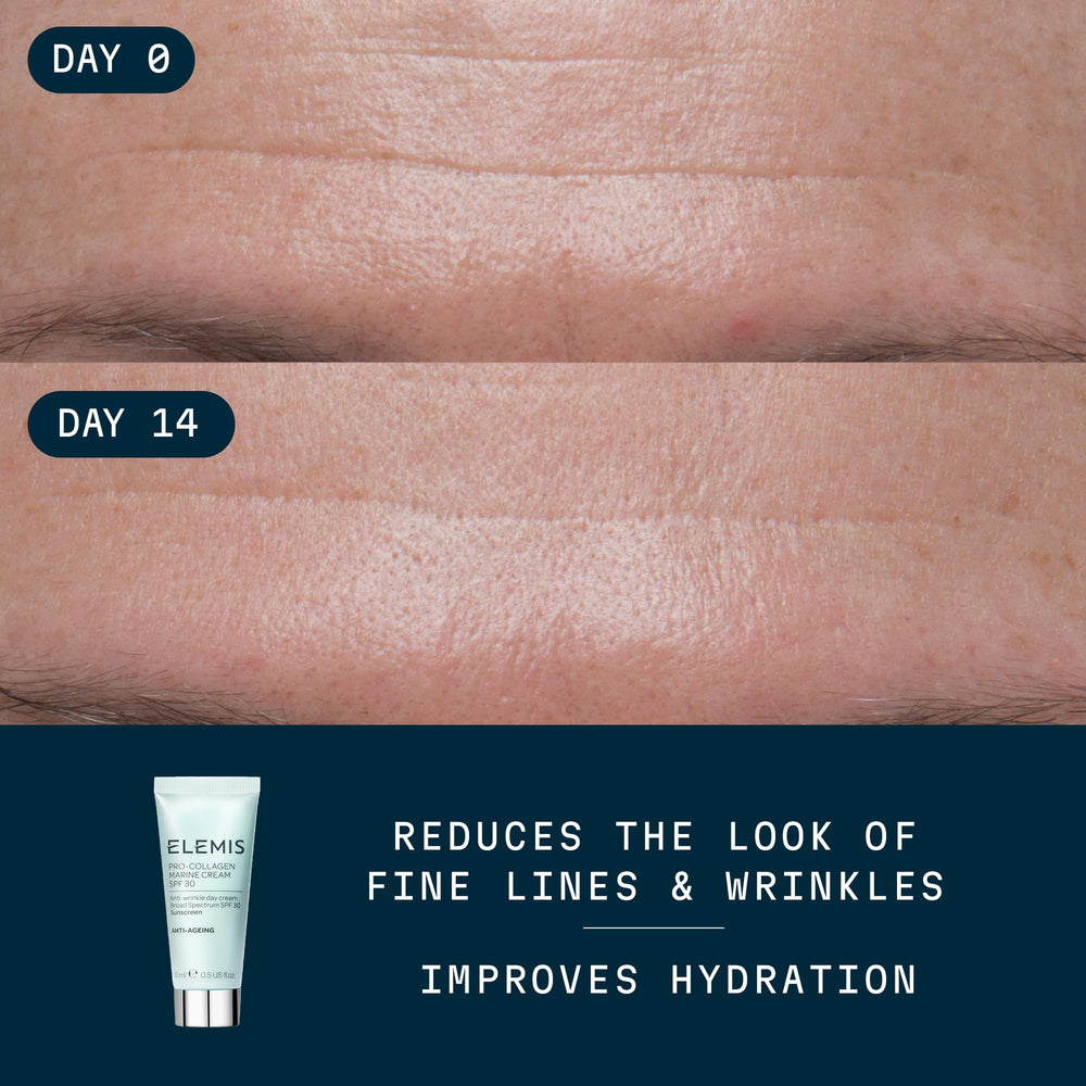 ELEMIS Pro-Collagen Marine Cream SPF 30 jar open reveals creamy texture and hydration.