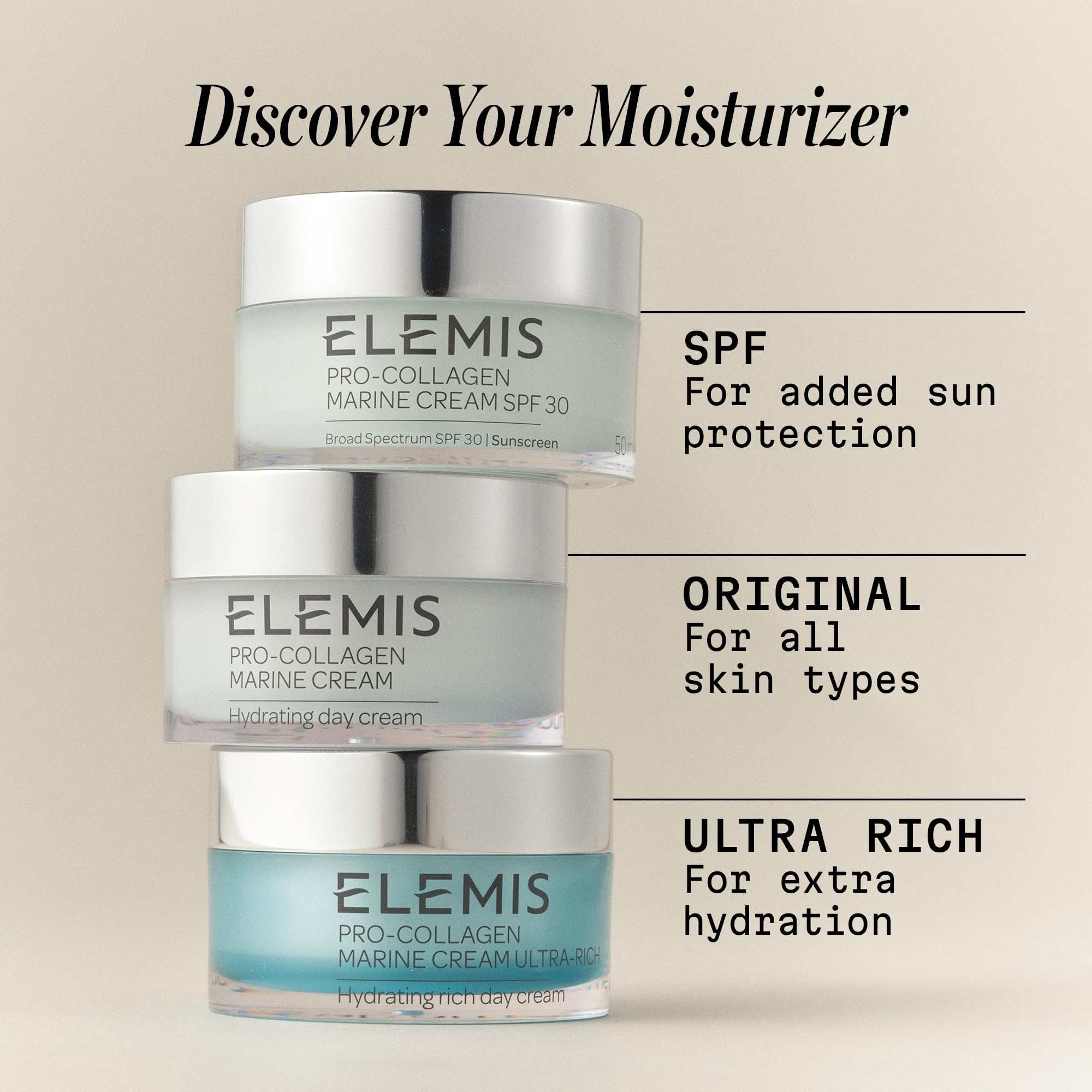 Elemis Pro-Collagen Marine Cream SPF 30 swatch showing dewy finish