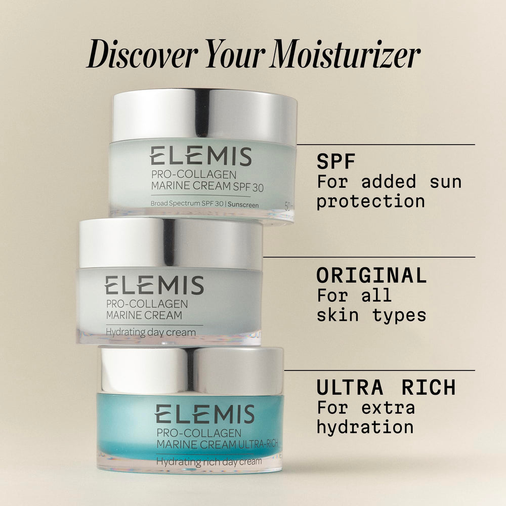 Elemis Pro-Collagen Marine Cream SPF 30 swatch showing dewy finish