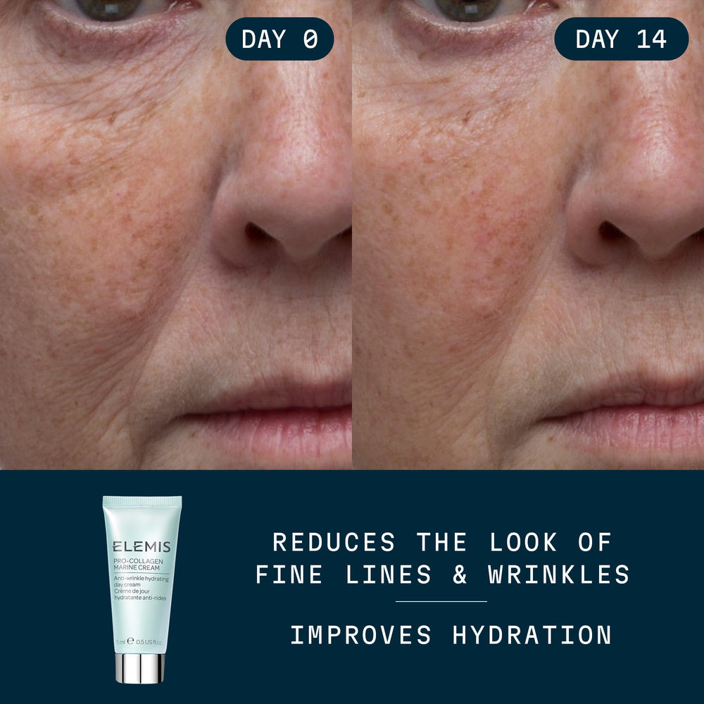 ELEMIS Pro-Collagen Marine Cream swatch on hand suggests smooth application for daily use
