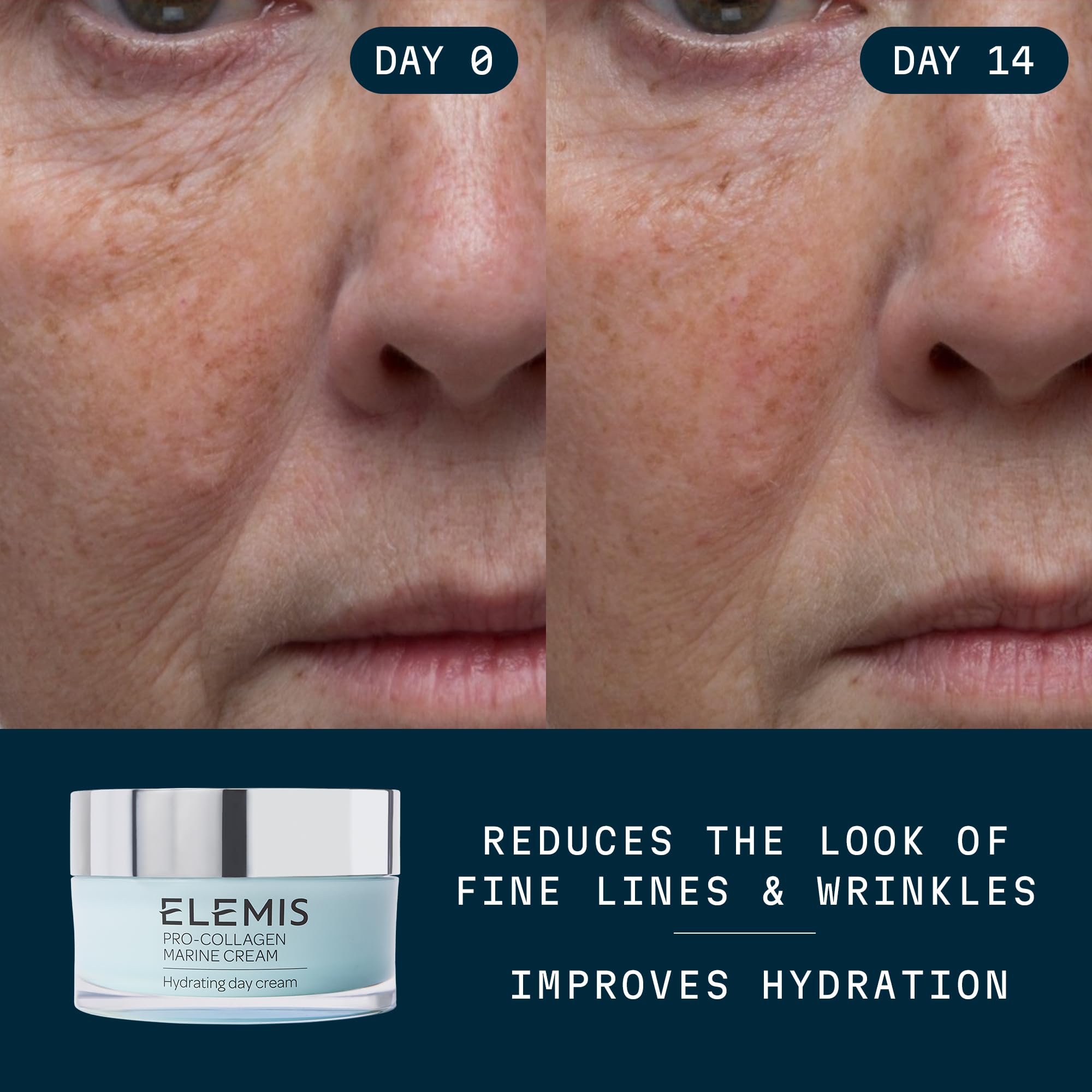Elemis Pro-Collagen Marine Cream texture swirl highlights lightweight gel-cream