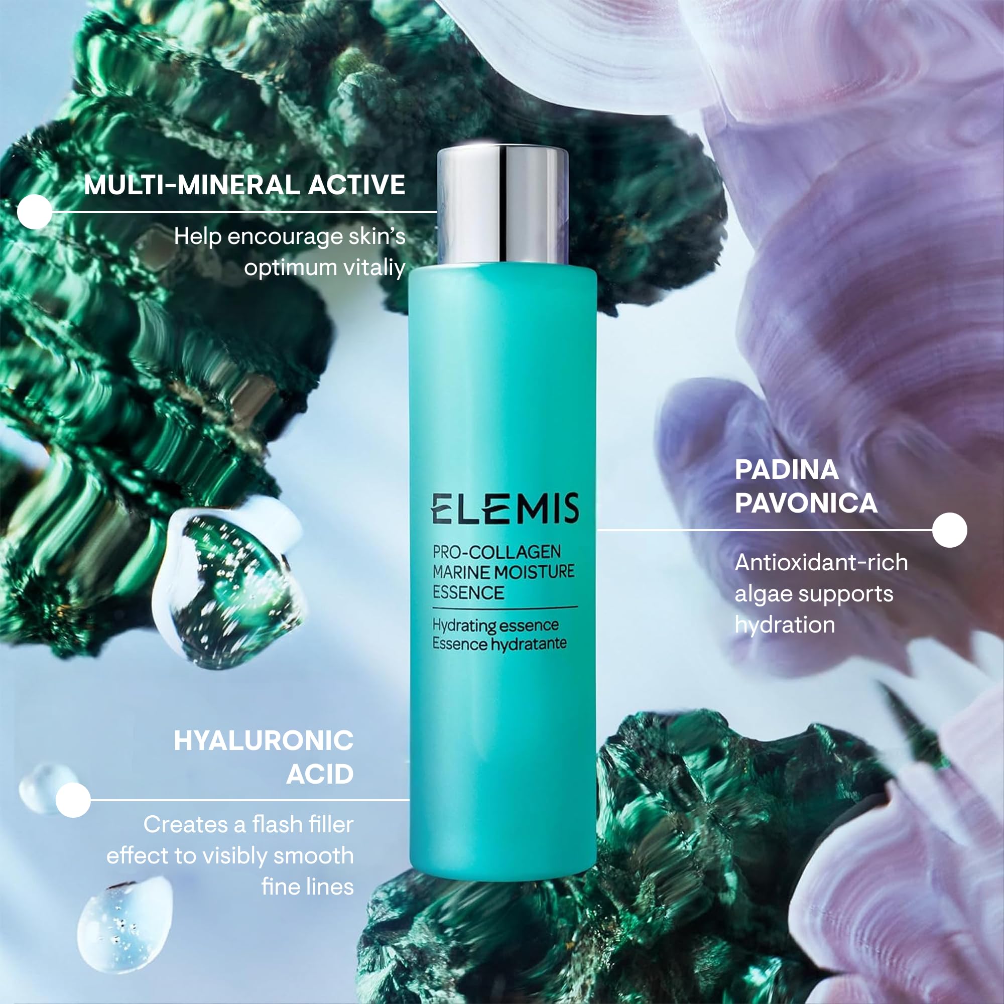 ELEMIS Pro-Collagen Marine Moisture Essence on skin delivers a dewy, moisturized glow