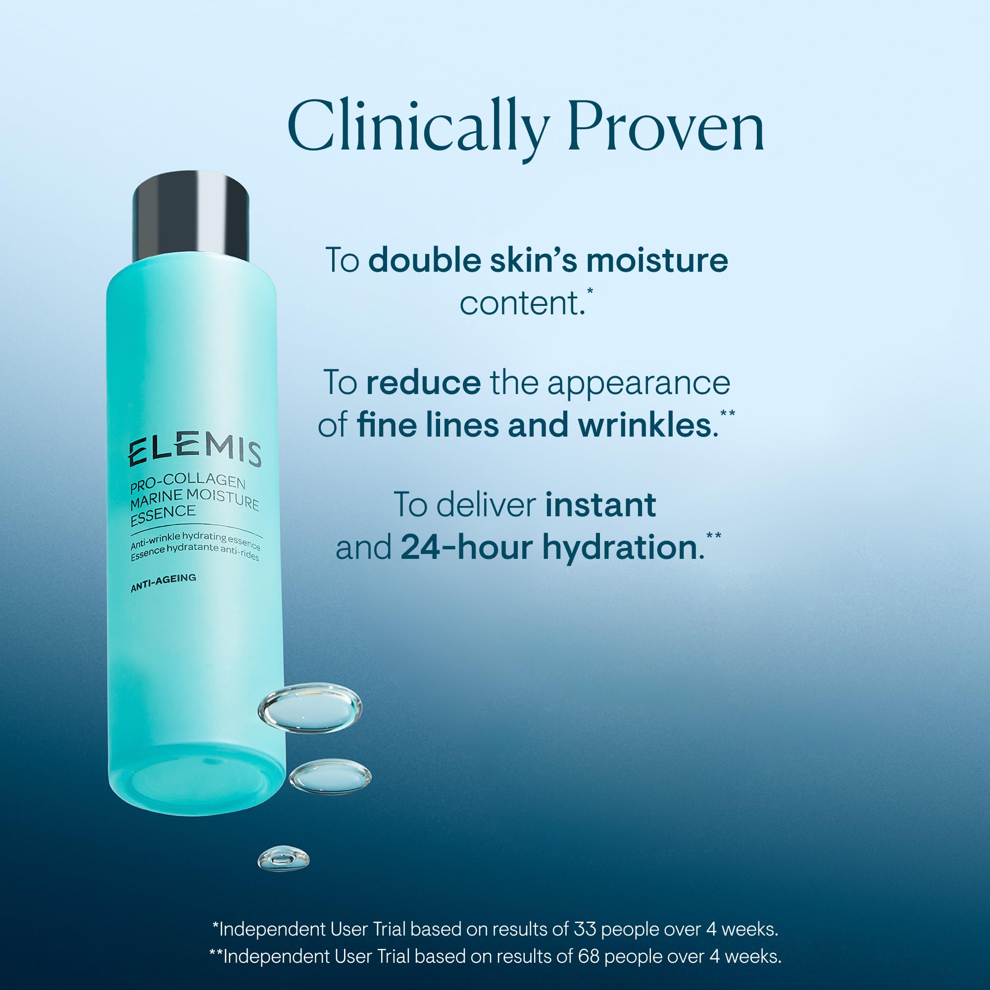 ELEMIS Pro-Collagen Marine Moisture Essence pump-dispense enables easy, even application
