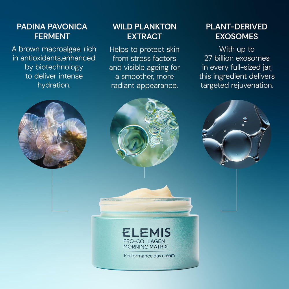 ELEMIS Pro-Collagen Morning Matrix blue-light image, fatigue-reducing potential.