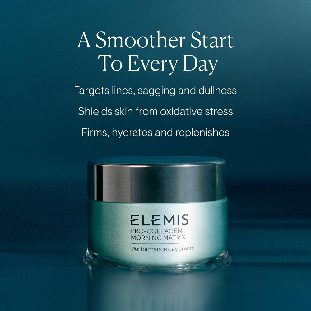 ELEMIS Pro-Collagen Morning Matrix pump dispenser, easy morning application.