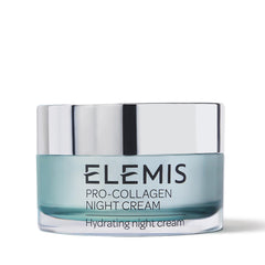 ELEMIS Pro-Collagen Night Cream bottle close-up highlighting luxurious overnight hydration