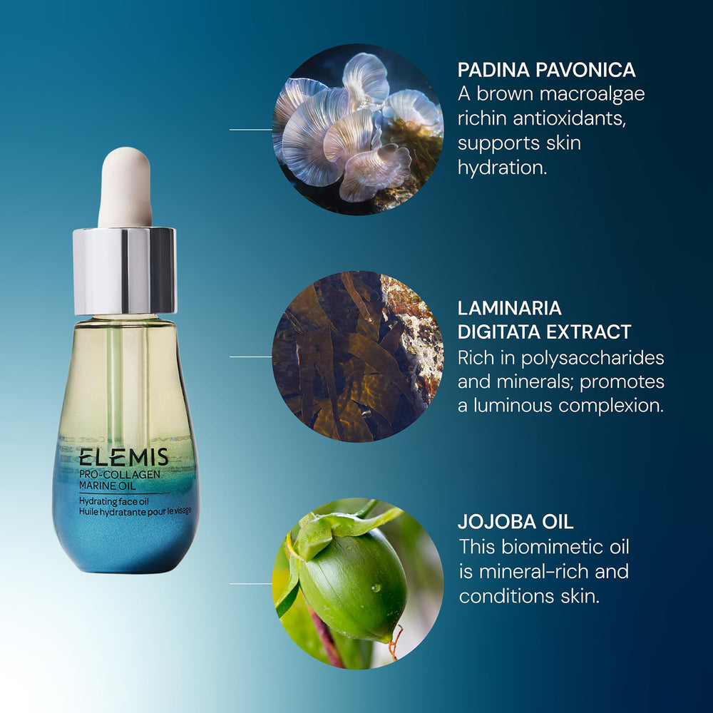 Travel-friendly packaging of ELEMIS Pro-Collagen Marine Oil for on-the-go hydration