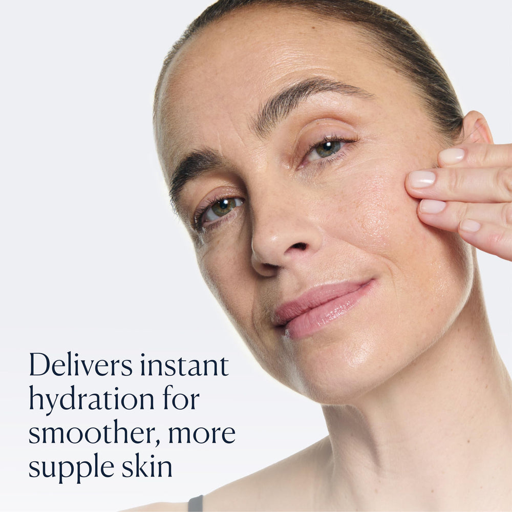 elemis pro-collagen renewal serum pump in use suggests easy daily application