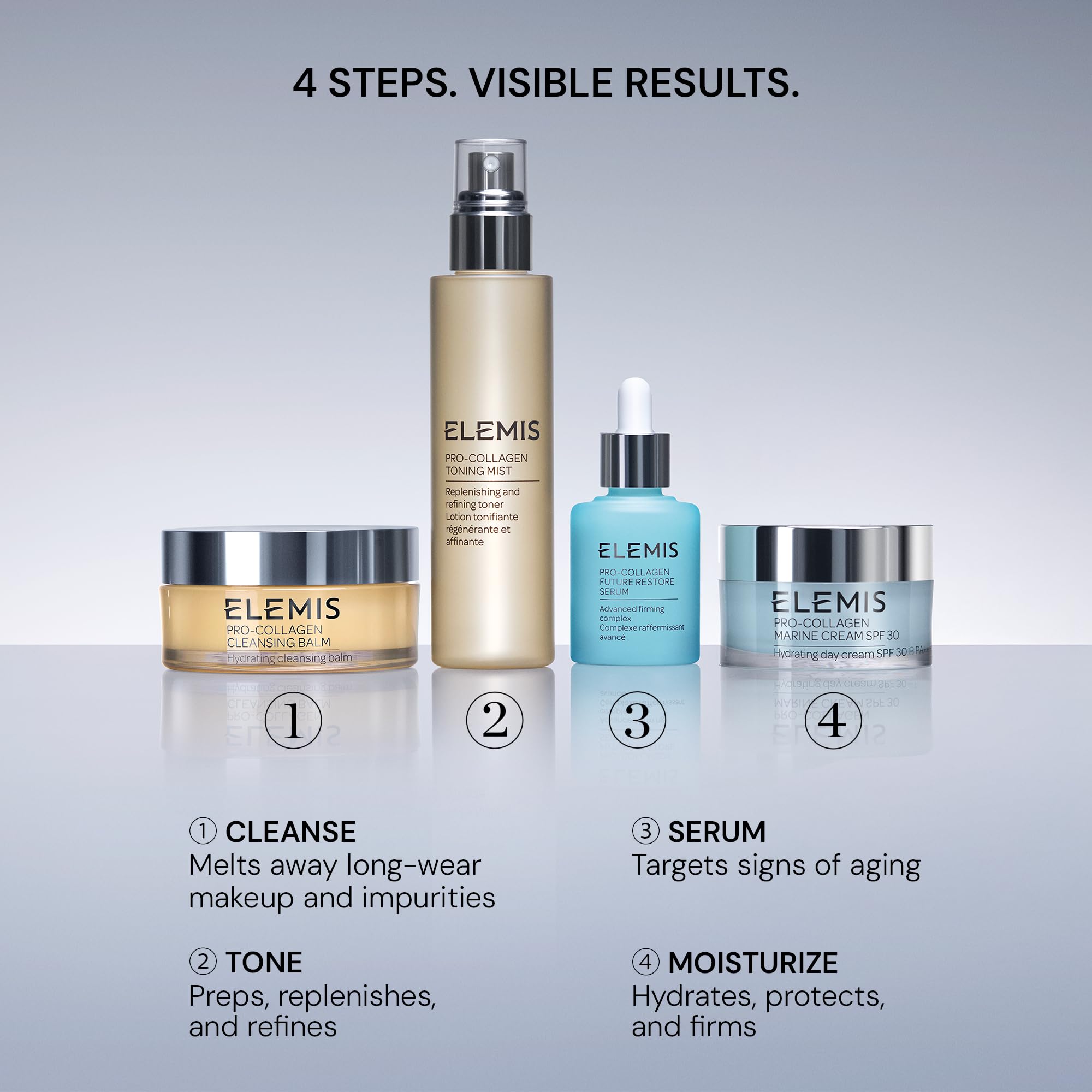 Elemis Pro-Collagen Toning Mist applied with cotton pad for toning