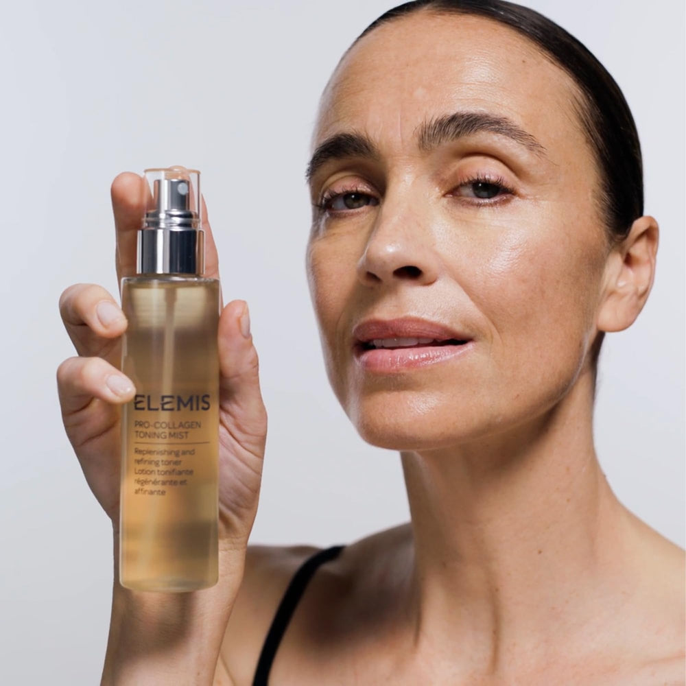 Elemis Pro-Collagen Toning Mist in a night routine setup