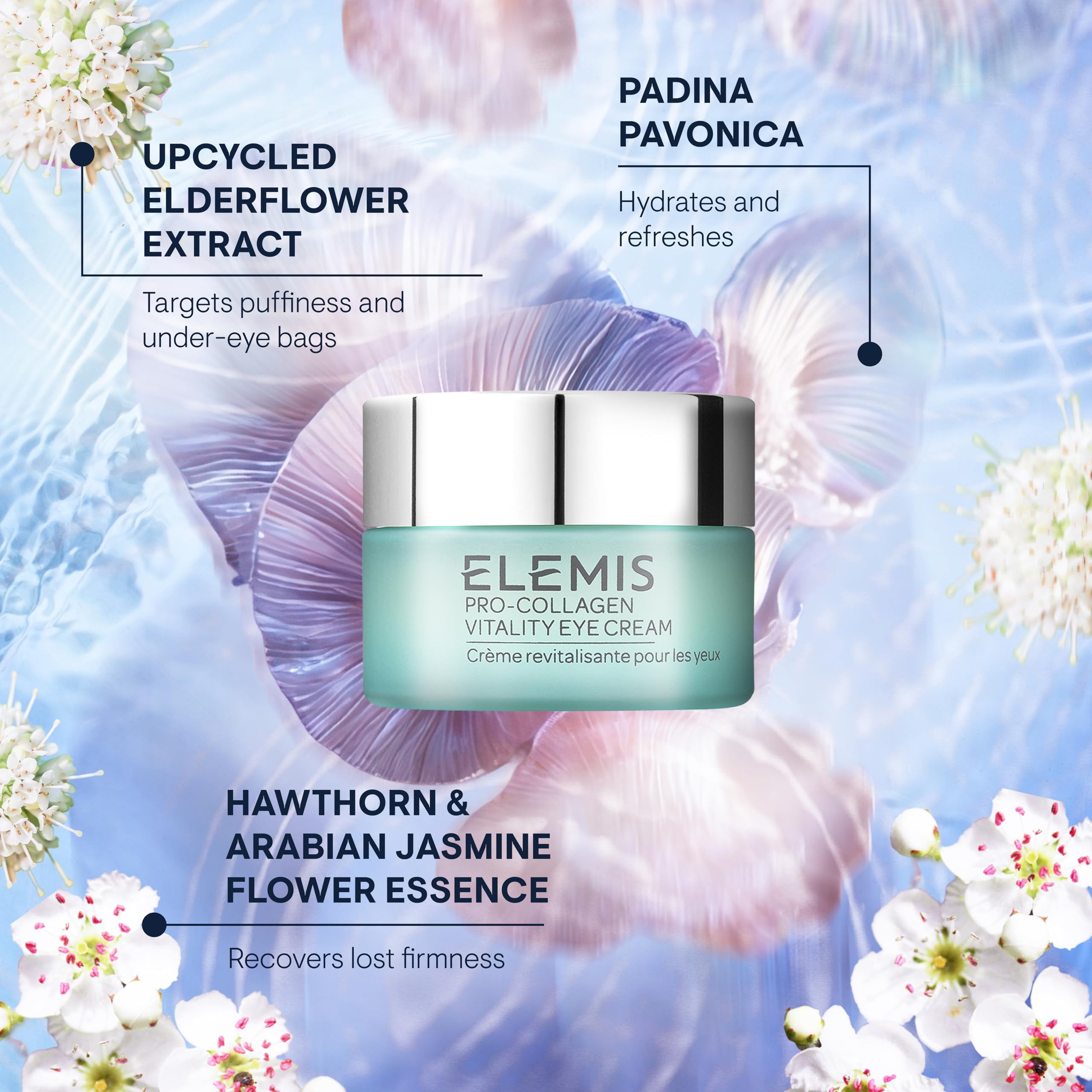 ELEMIS Pro-Collagen Vitality Eye Cream on eyelids, smoothing effect