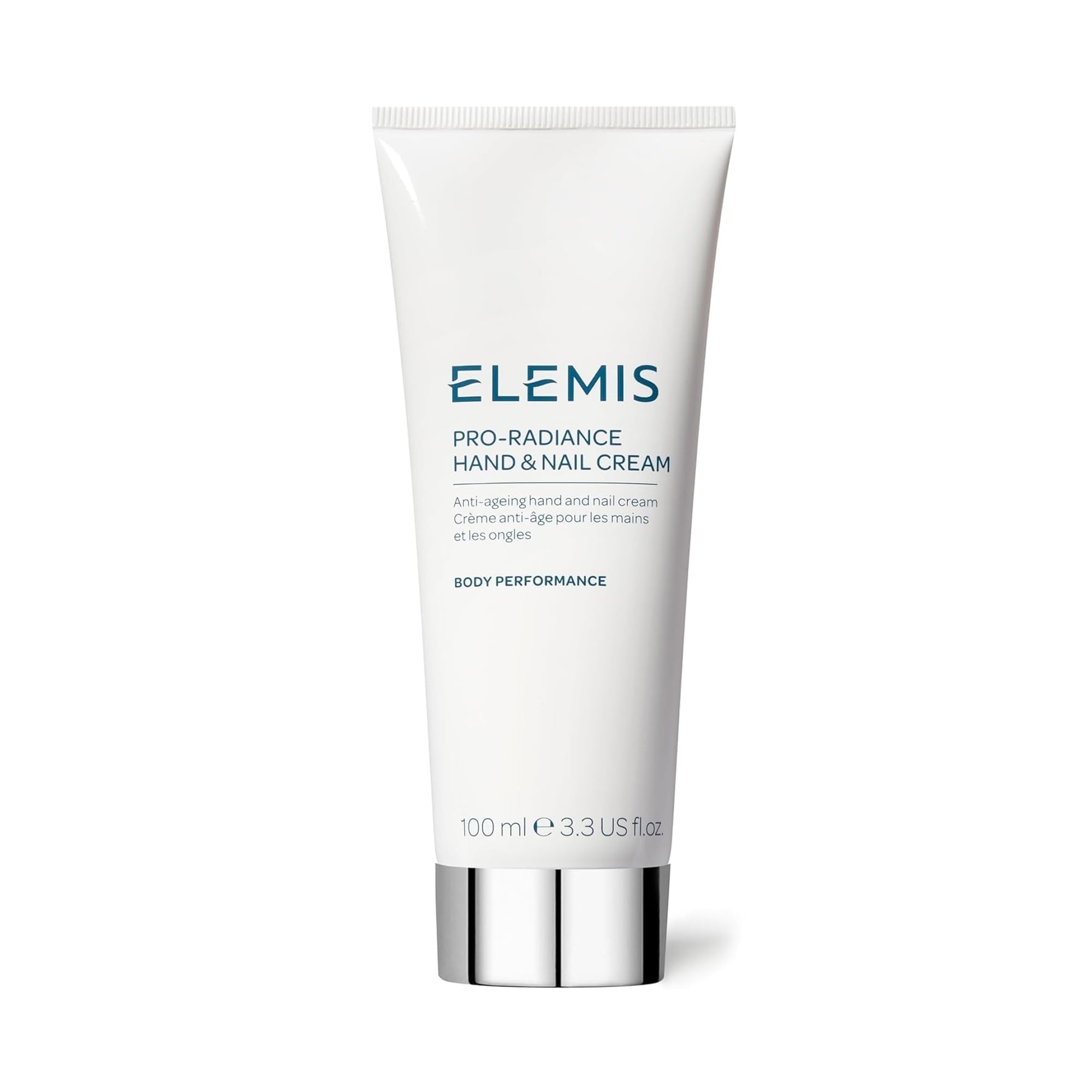 ELEMIS Pro-Radiance hand cream bottle offering anti-aging hydration for hands.