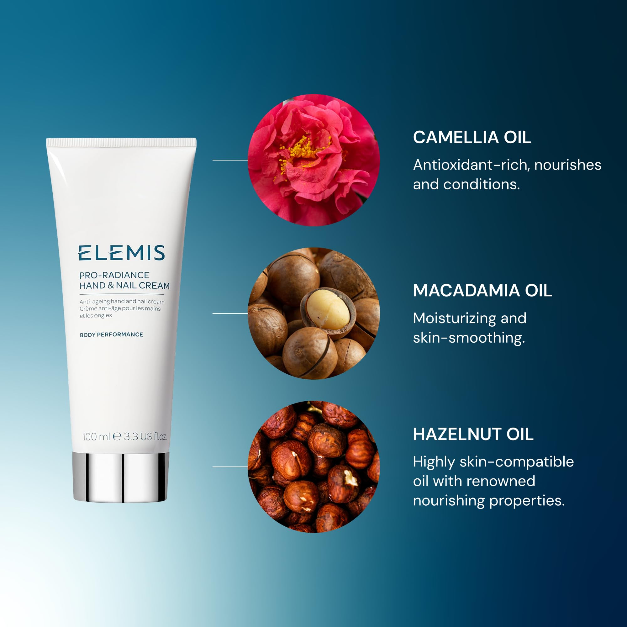 ELEMIS Pro-Radiance hands nails care close-up shows conditioning for nails and cuticles.
