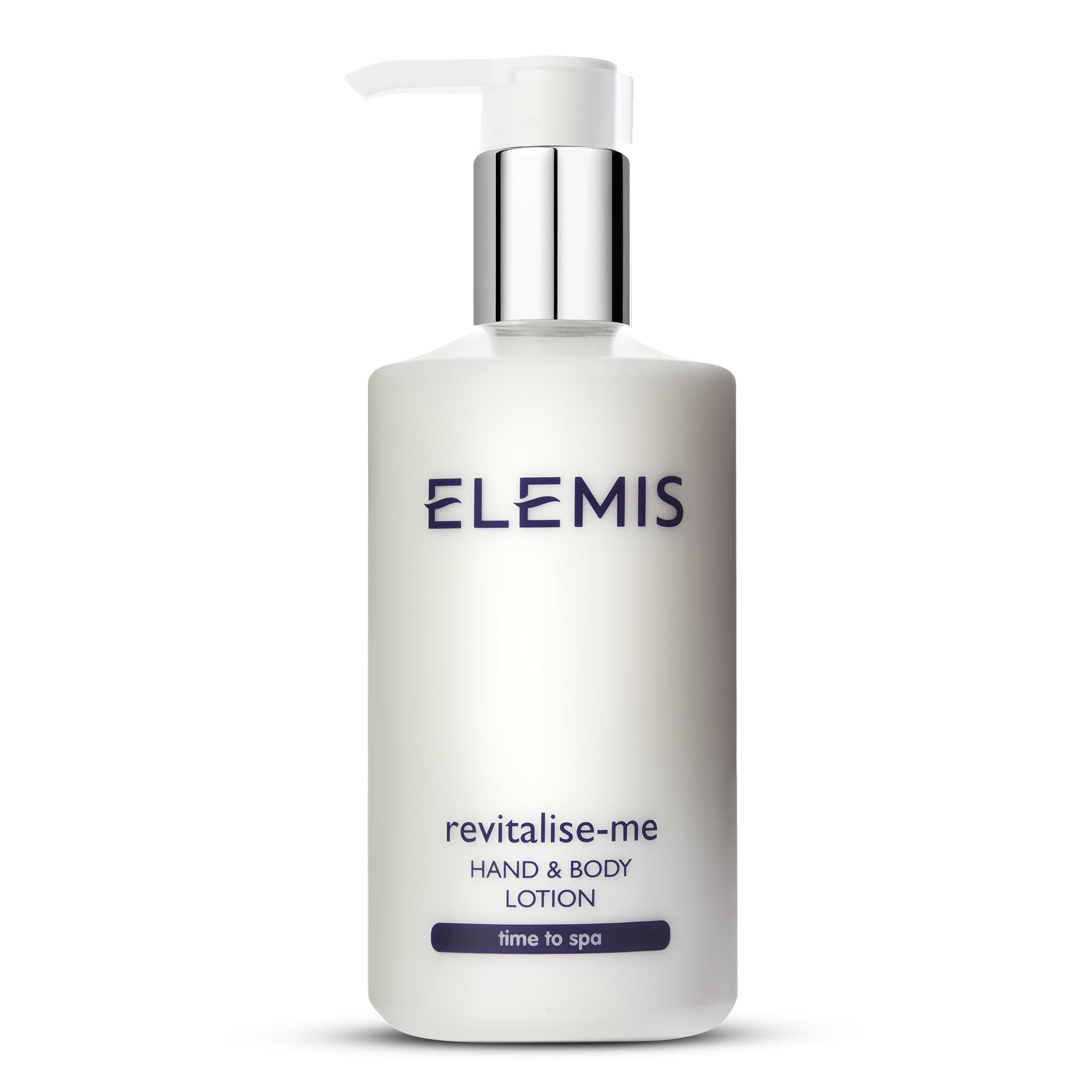 Elemis Revitalise-Me Hand & Body Lotion bottle front for silky skin and citrus scent.