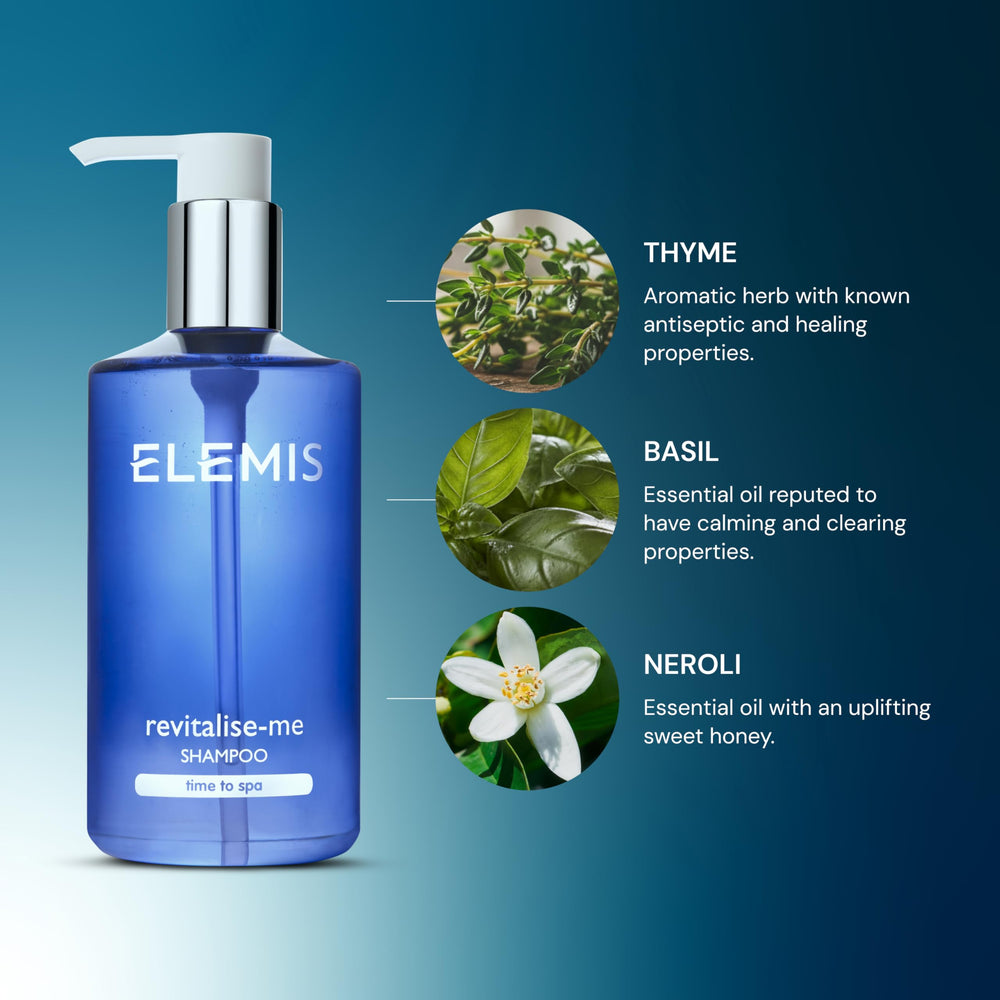 ELEMIS Revitalize-Me Shampoo packaging box with luxury branding
