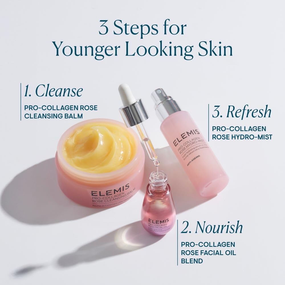 ELEMIS Rose oil application on neck and décolletage suggests pampering ritual.
