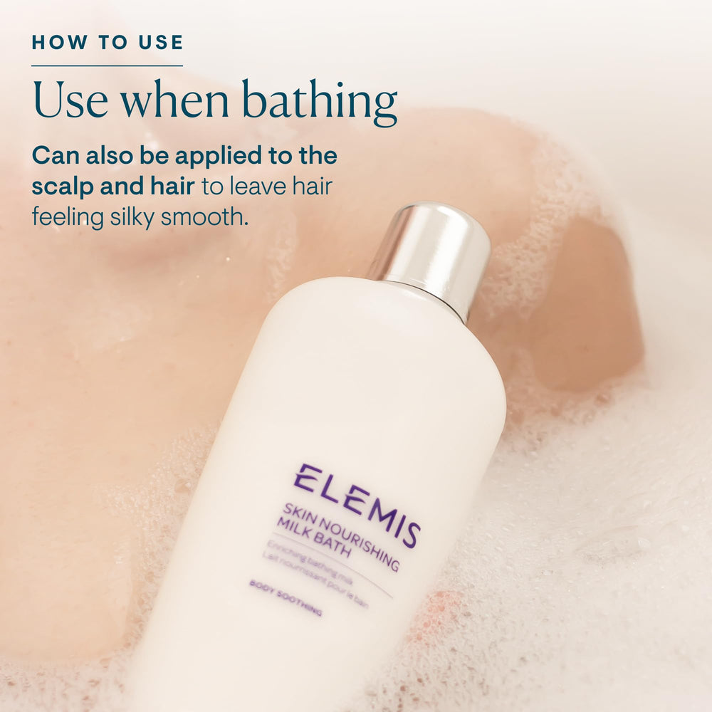 ELEMIS Skin Nourishing Milk Bath usage patch shows neat application on dry patches.