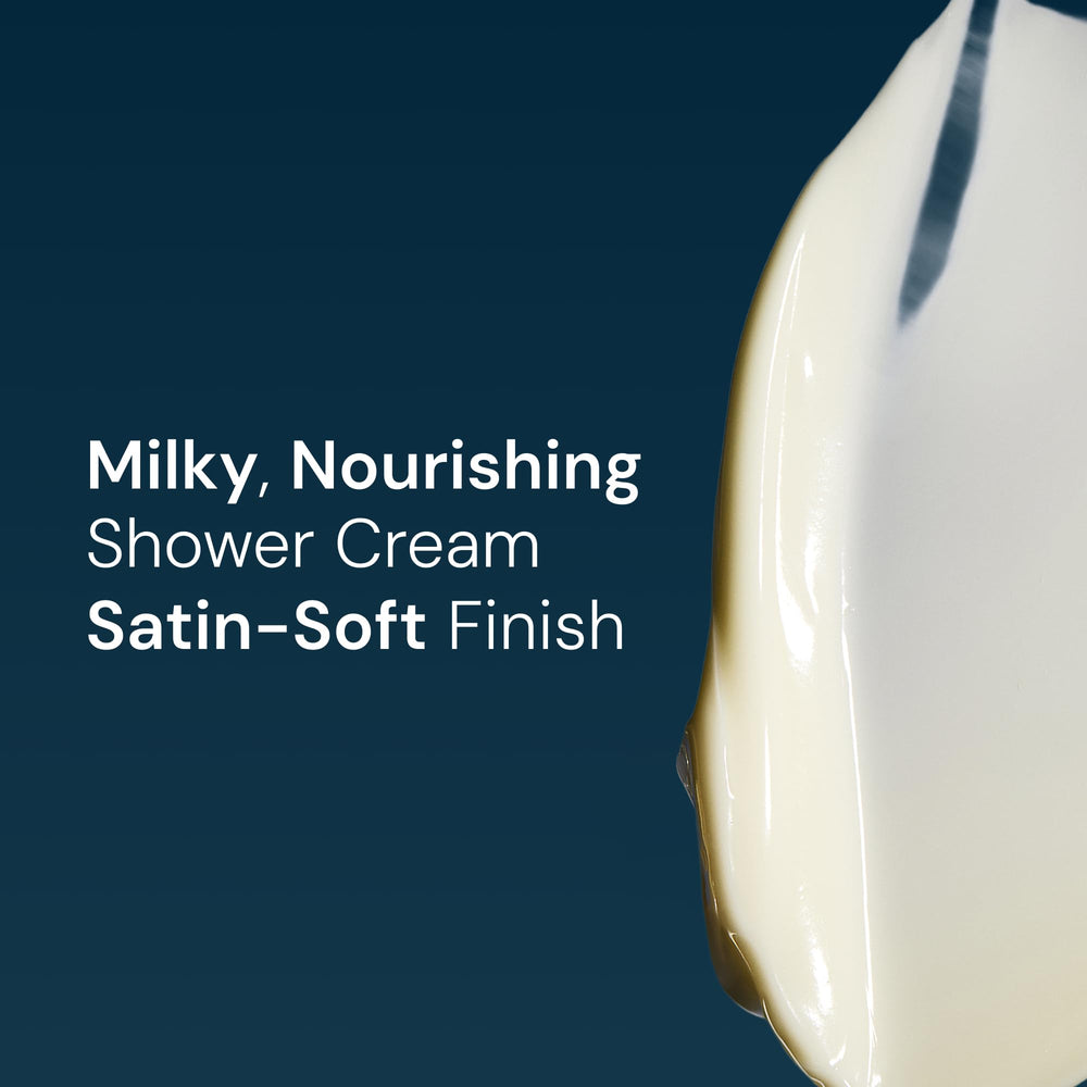 Elemis Skin Nourishing Shower Cream pump-action demonstrates easy, gentle application.