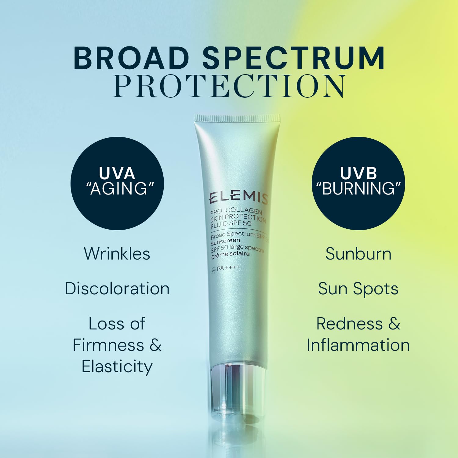 Elemis SPF 50 fluid provides a no white-cast, sheer finish for daily wear.