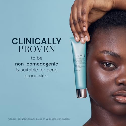 Elemis SPF 50 hydrating sunscreen applied for all-day 24-hour hydration and comfort.