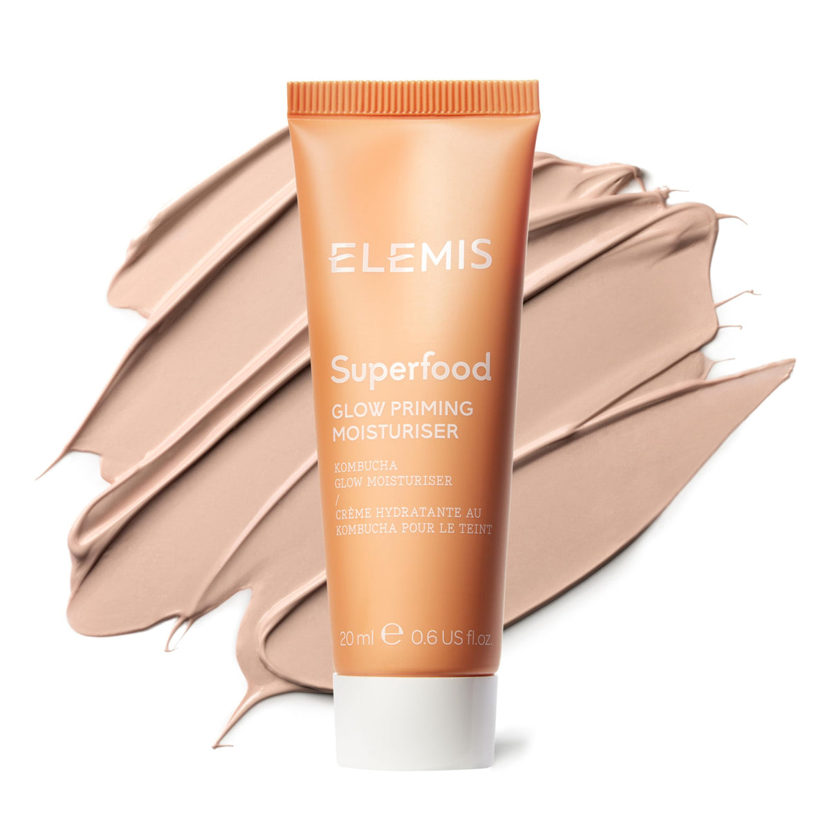 ELEMIS Superfood Glow Priming Moisturizer travel-size jar provides daily hydration for a radiant complexion.