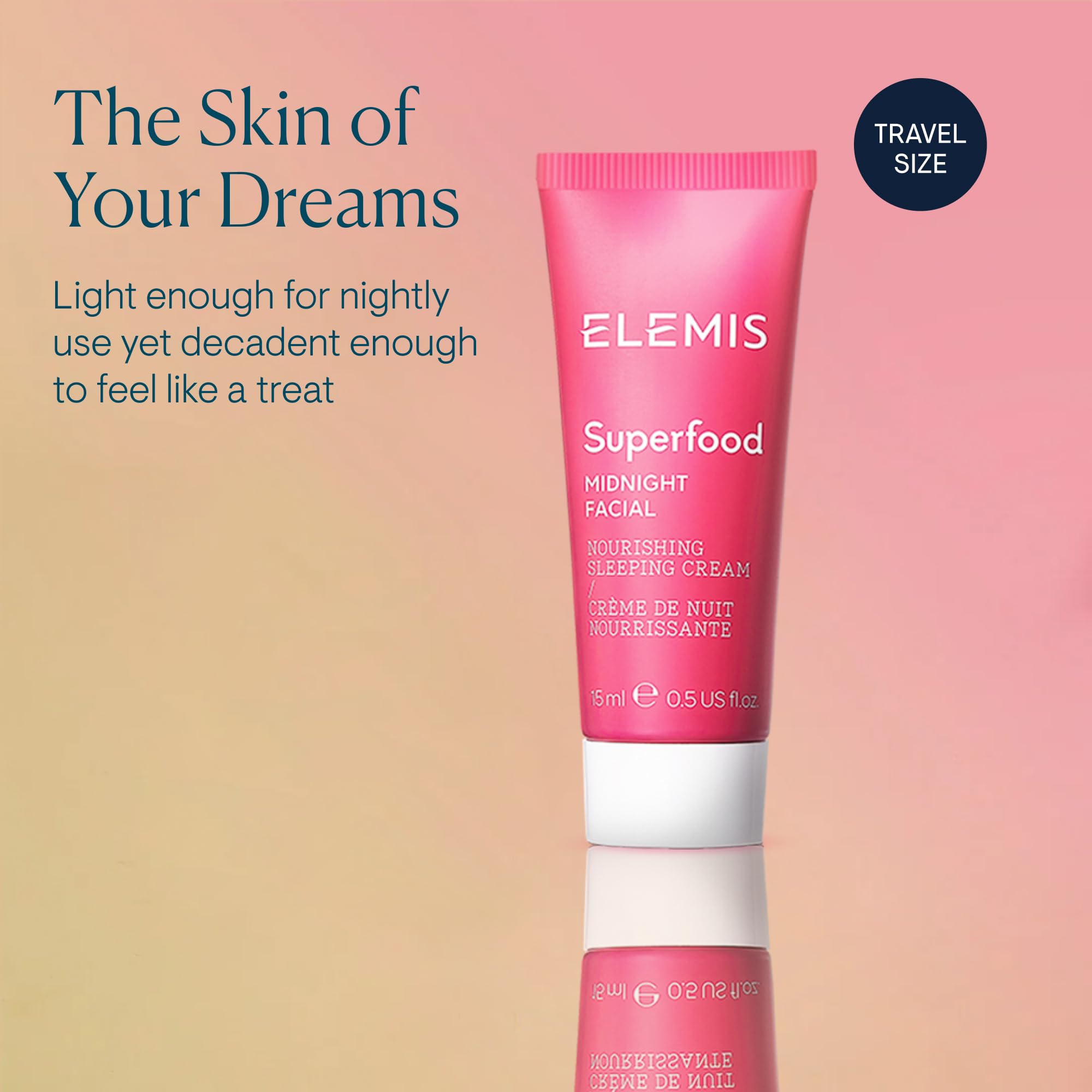 ELEMIS Midnight Facial application demonstrates smooth massage on neck and face.