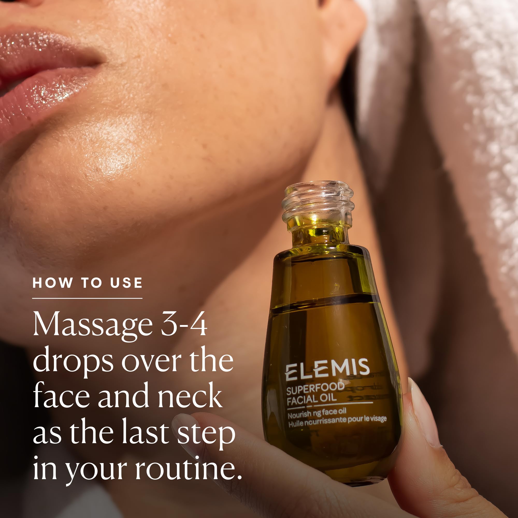 ELEMIS Superfood Oil dropper release demonstrates daily greens serving concept