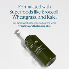 Elemis Superfood Facial Wash front bottle view for daily use glow.