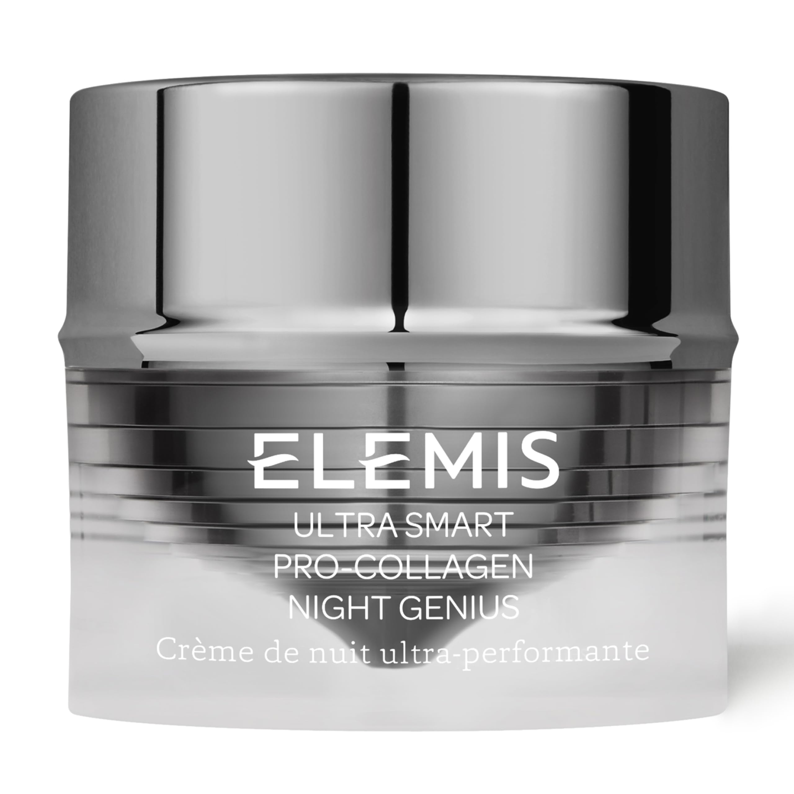 ELEMIS Ultra Smart Night Genius bottle close-up highlighting premium overnight recovery.