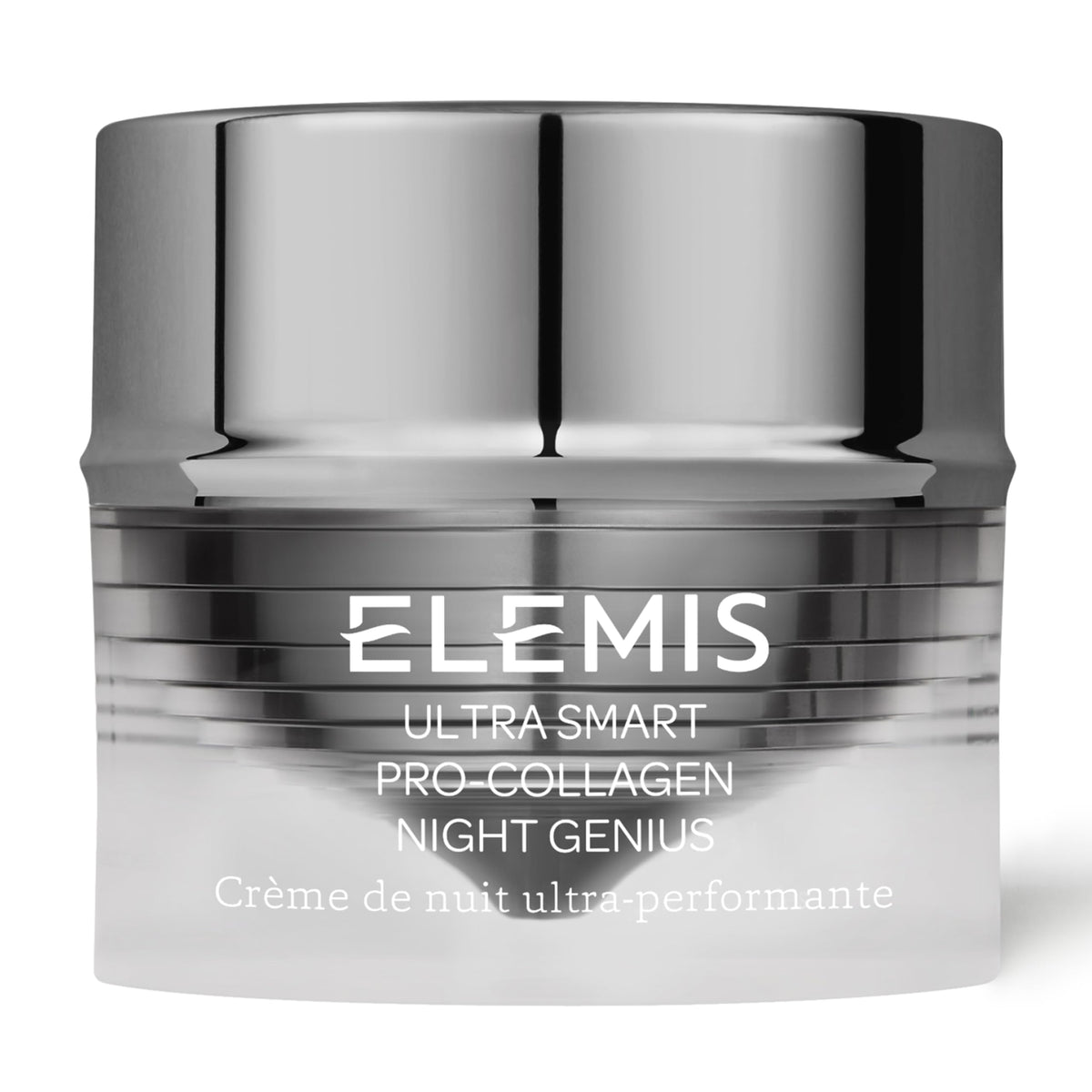 ELEMIS Ultra Smart Night Genius bottle close-up highlighting premium overnight recovery.
