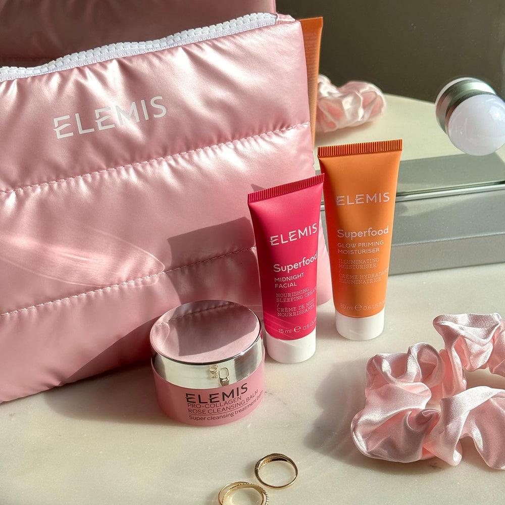 ELEMIS Way to Glow kit packaging shown for travel friendly skincare