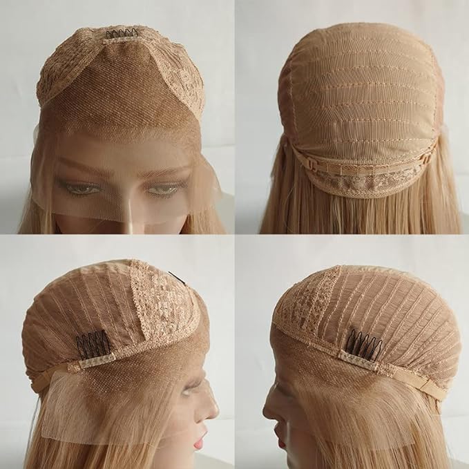 ELESTY long wavy blonde hair close-up shows fiber quality and heat-resistant detail.
