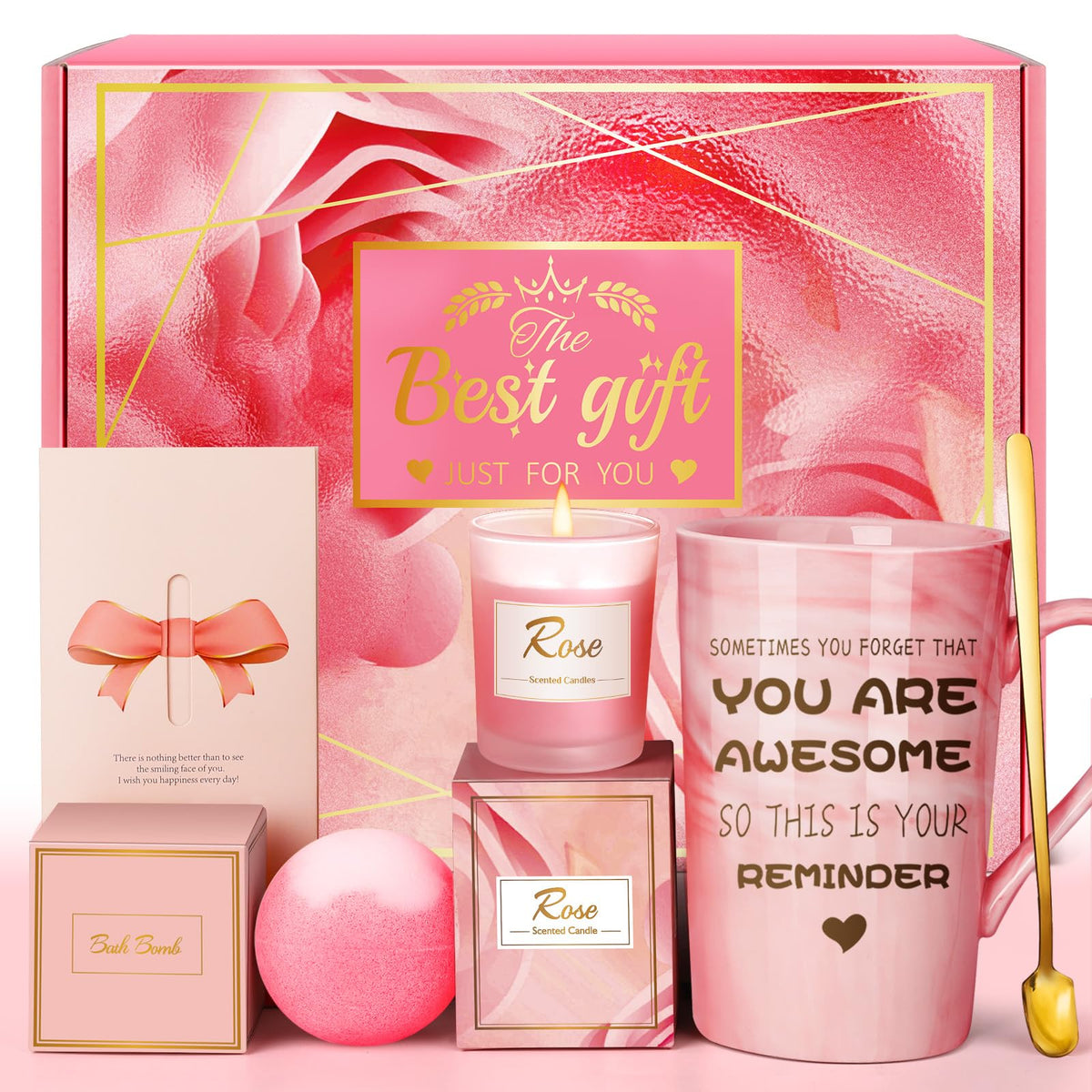 Eletorot pink mug in gift basket for a cheerful morning ritual