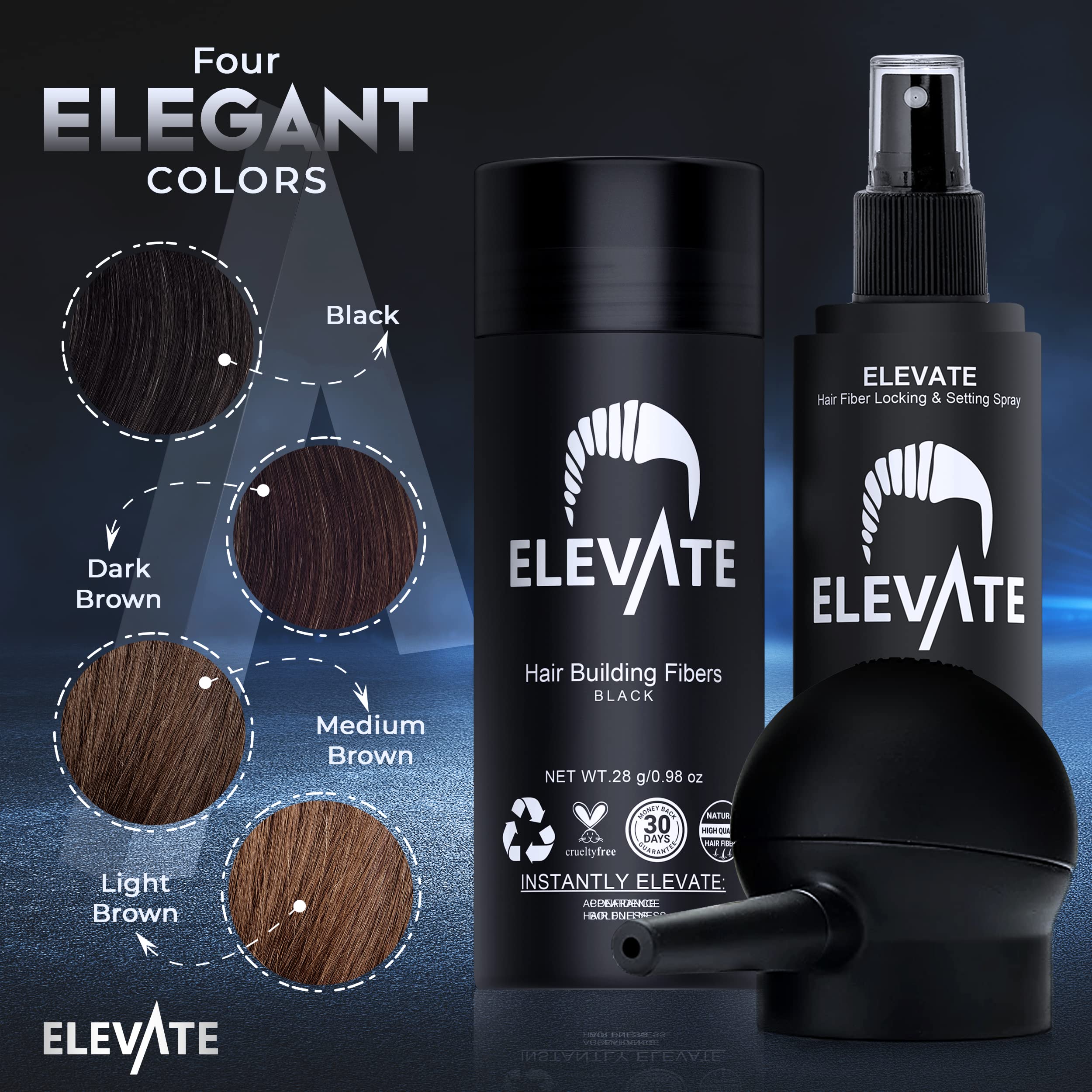 Elevate applying hair fibers step by step shows ease of use