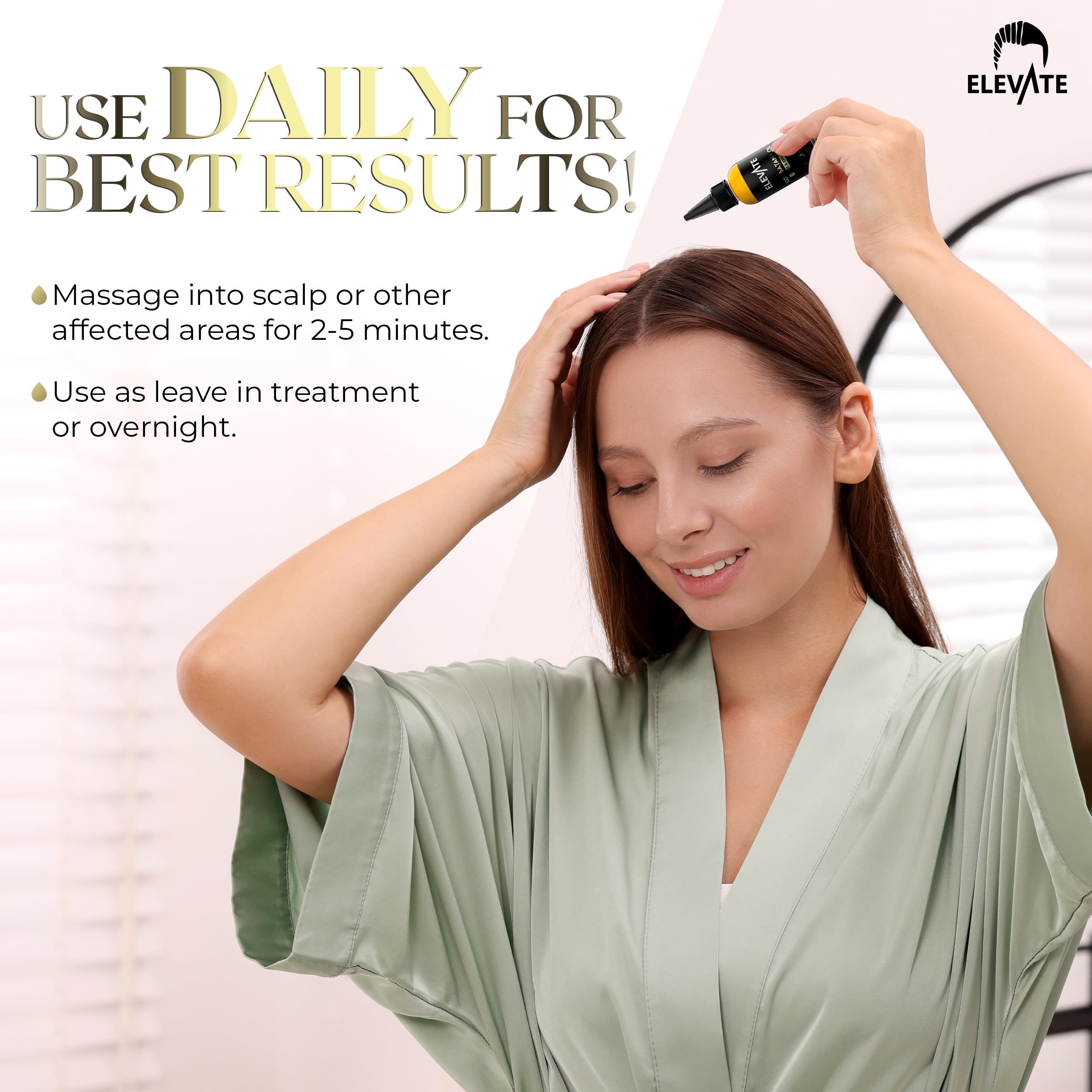 Elevate Batana Oil shown for all hair types including color-treated