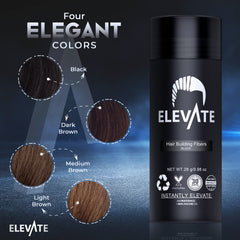 Elevate Hair Fibers crown-area concealment for fuller appearance.