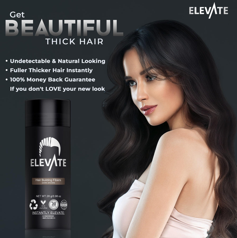 Elevate Hair Fibers suitable for men and women seeking fuller-looking hair