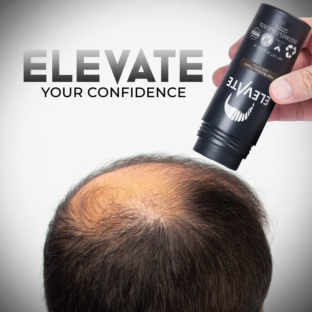 Elevate Hair Fibers shake-apply method for fast, all-day coverage