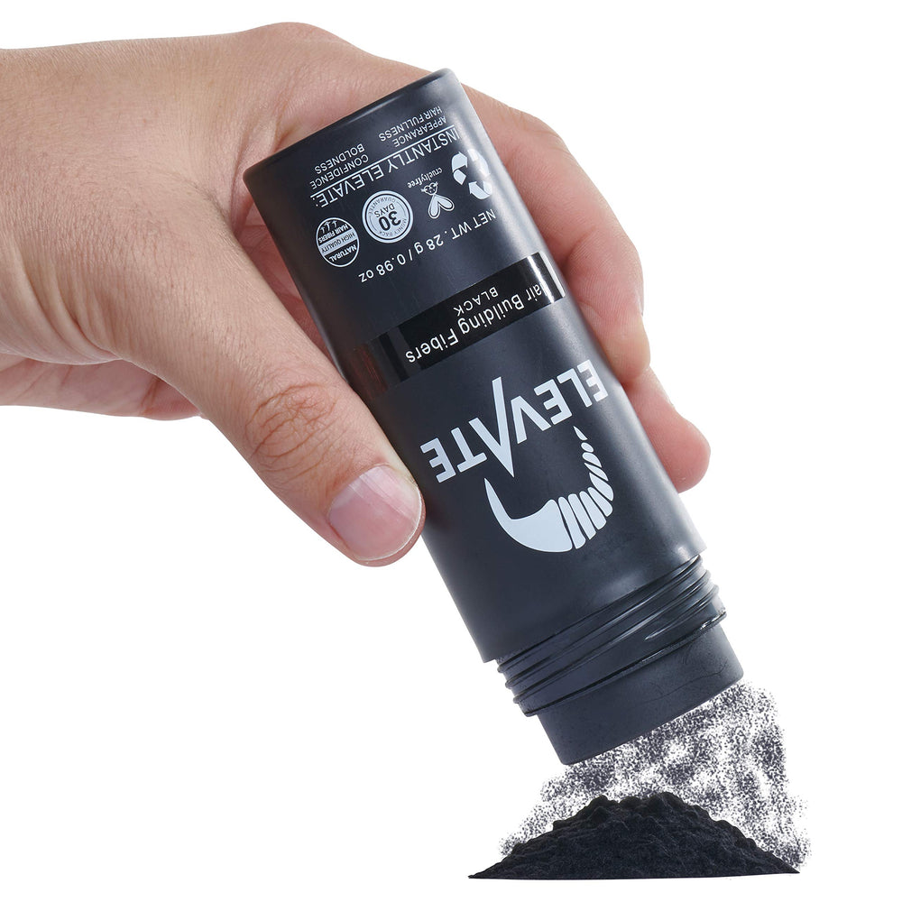 Elevate Hair Fibers wash out with shampoo after wear for easy removal.