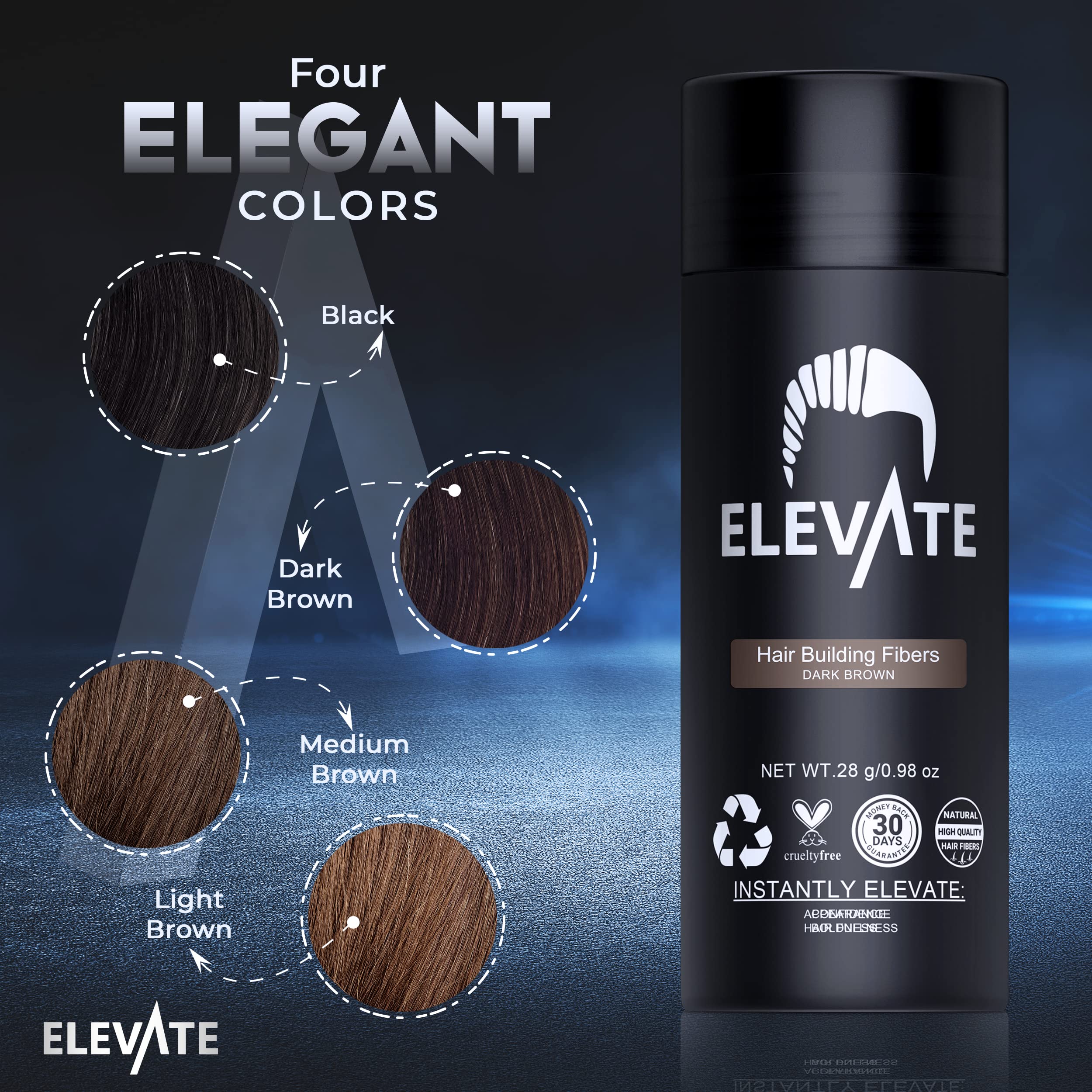 Elevate Hair Fibers wash out with standard shampoo for easy removal