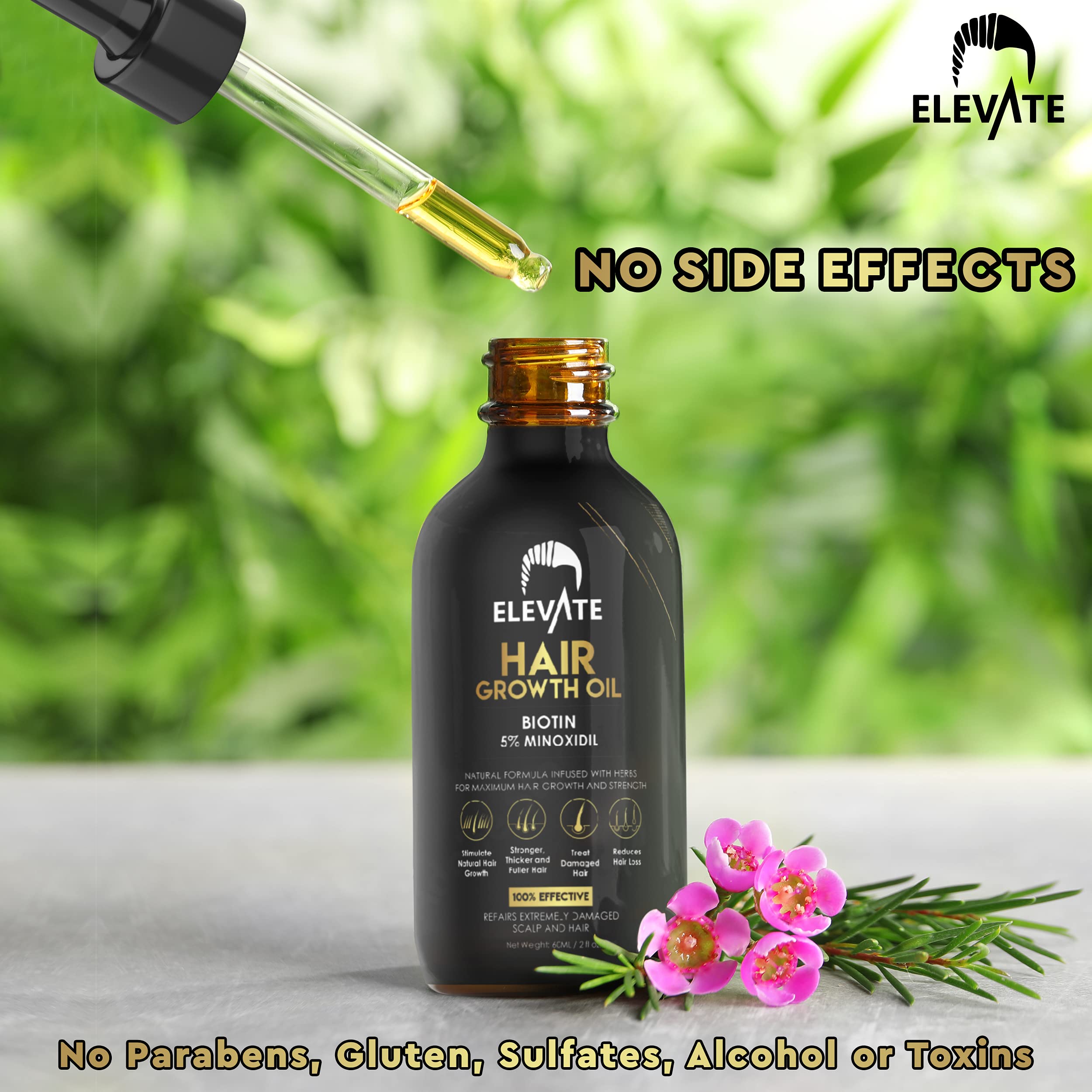 Elevate Hair Regrowth Treatment showing before and after hair texture results.