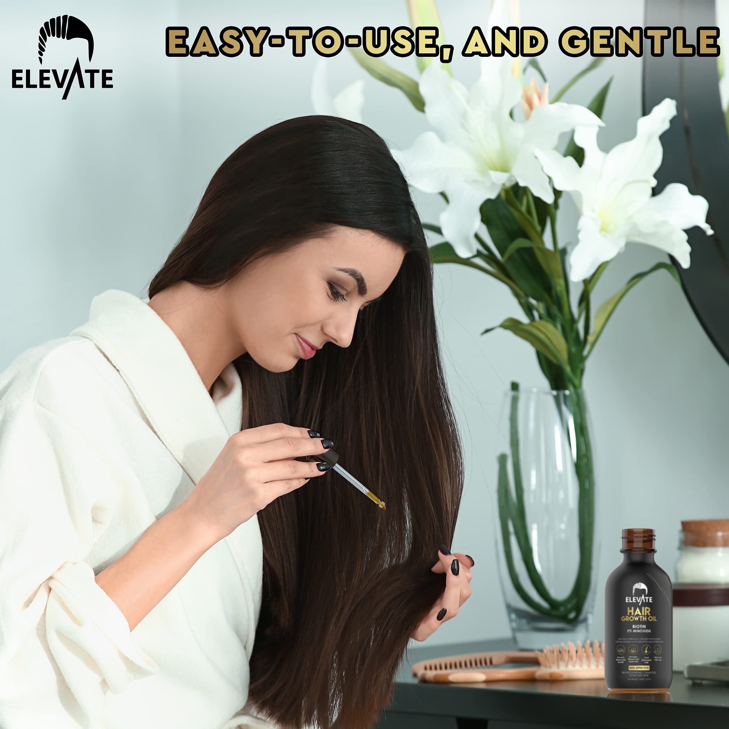 Elevate Hair Regrowth Treatment being massaged into the scalp for nourishment.